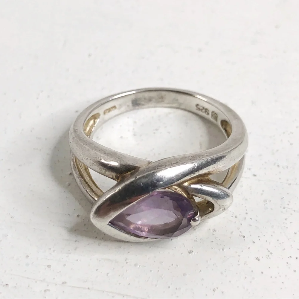 Sterling Silver Purple Stone Ring Size 9